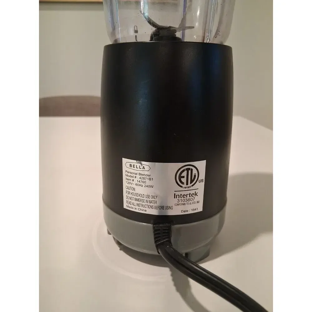 Bella Personal Blender 42871B1 Single Serve Smoothie Maker Black 240W Tested